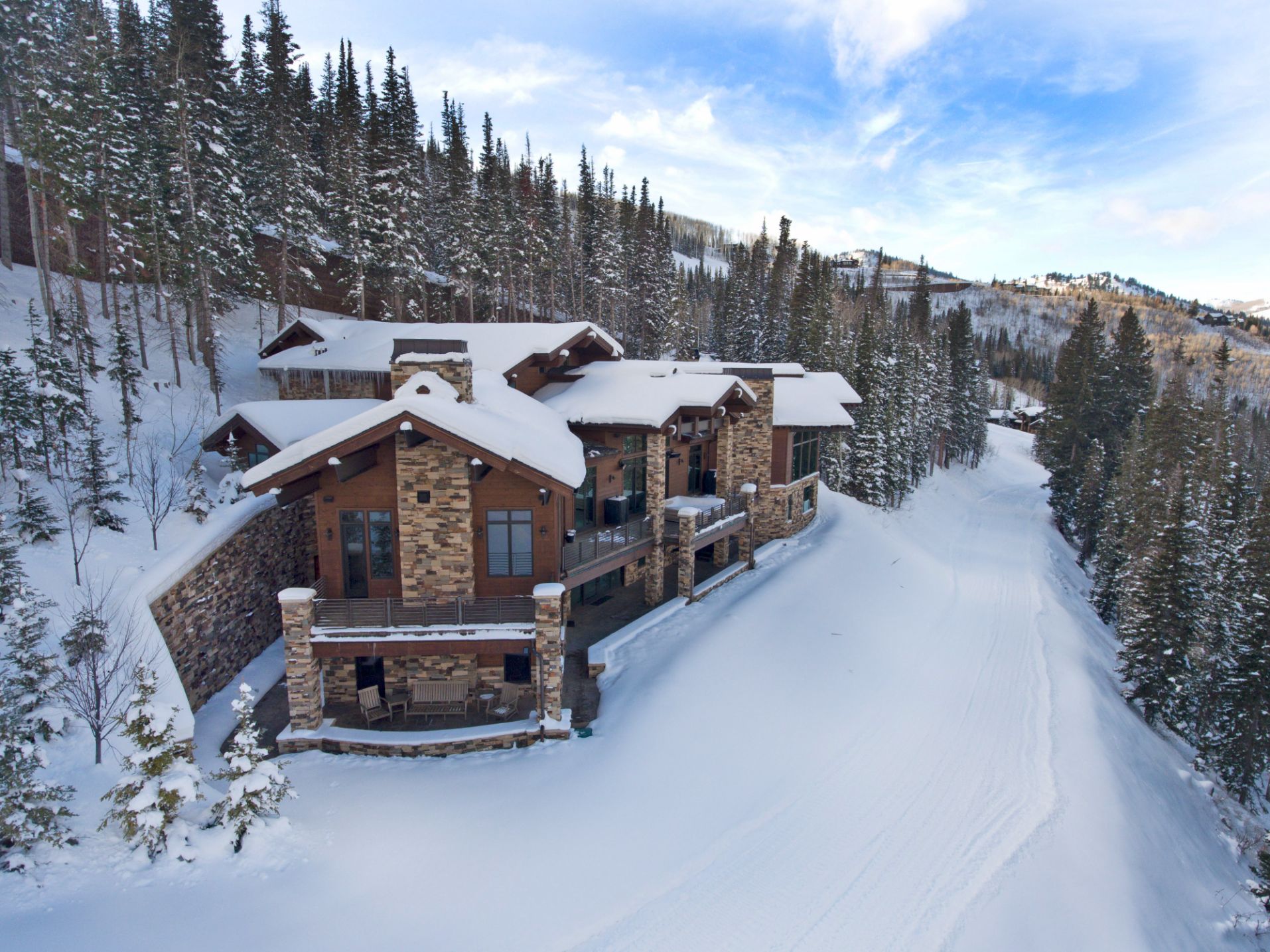 Winter outside the grand view Park City vacation rentals