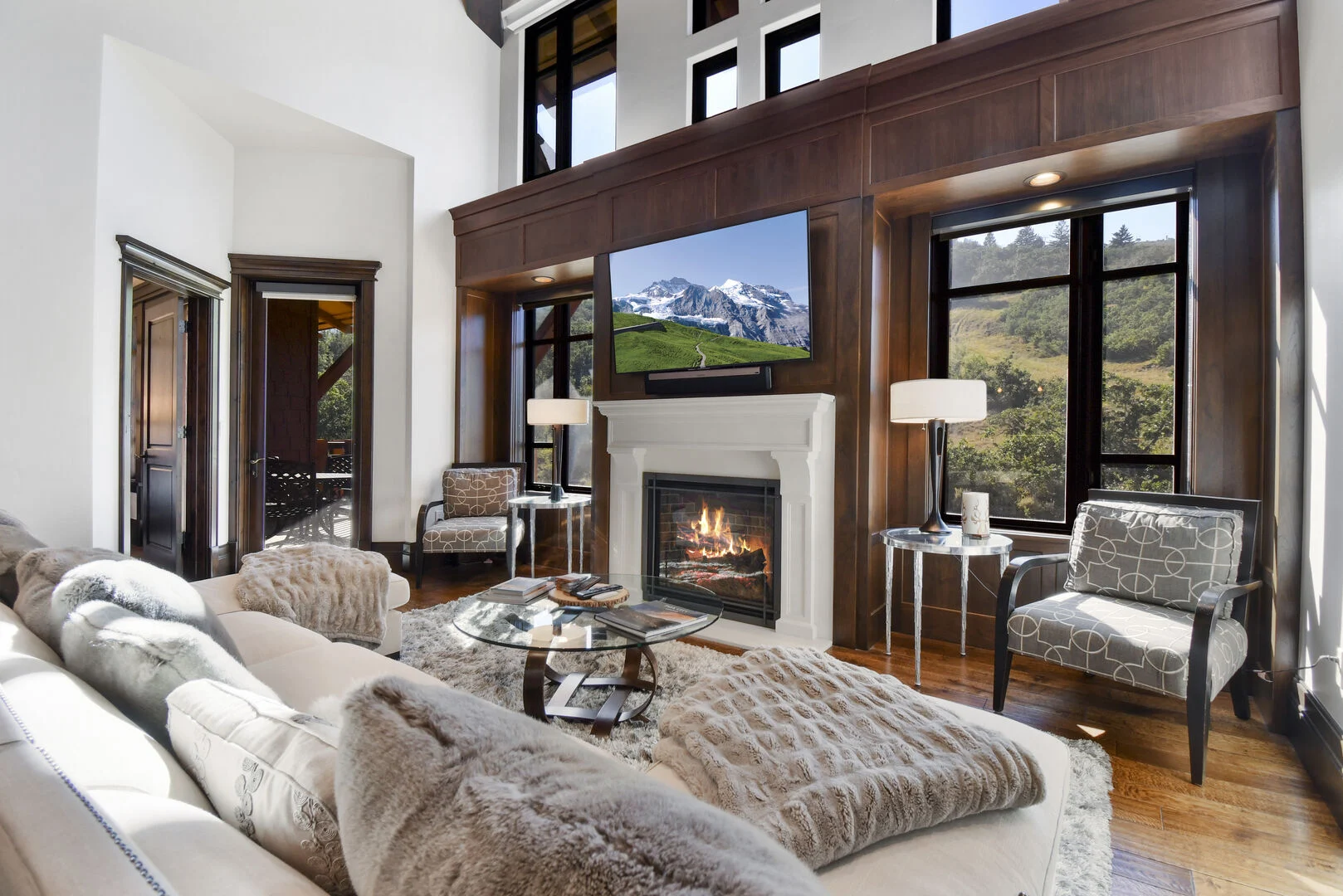 One of our romantic homes for rent in Park City, Utah with a fireplace.